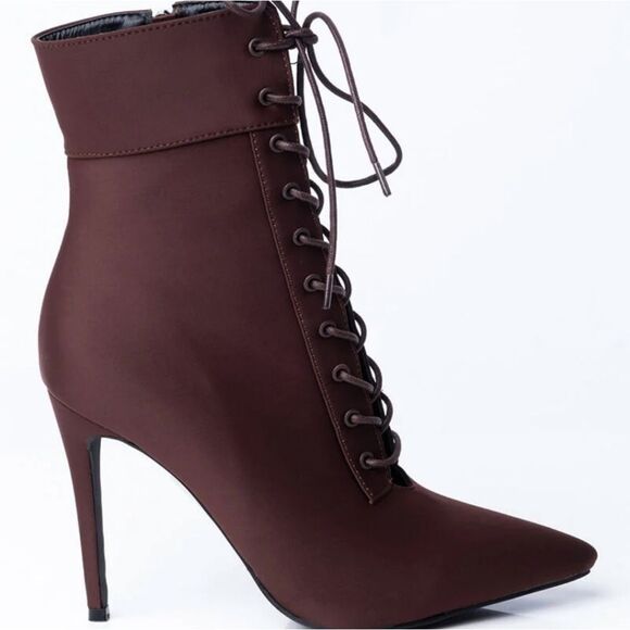 AZALEA WANG Light Me Up Stiletto Bootie in Brown 8,,NIB - Picture 1 of 6